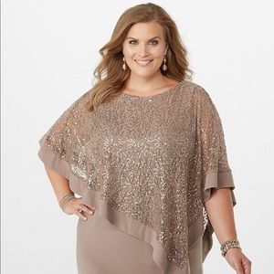 Beautiful sequined dress w/ attached cape overlay